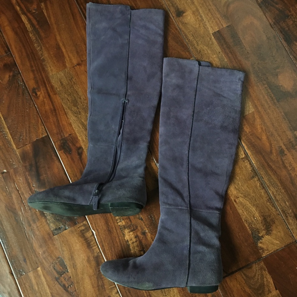Purple suede over the knee boots